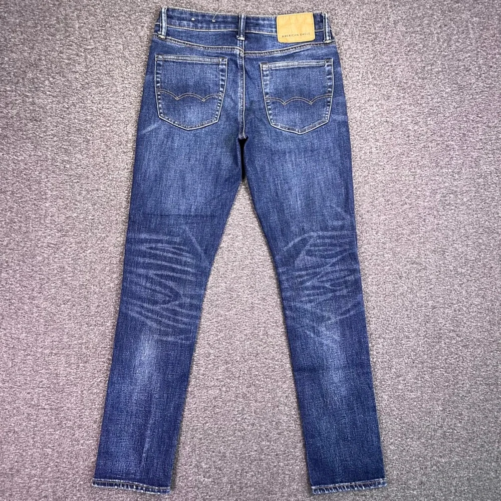 American‎ Eagle Jeans Mens 28x30 Dark Wash Slim Casual Distressed Airflex Preppy
